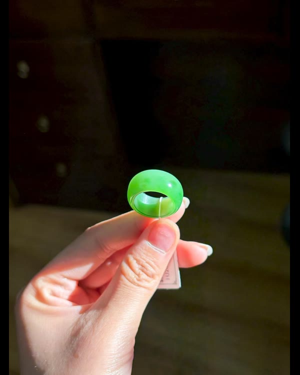 Nephrite Apple Green Wide Band Ring