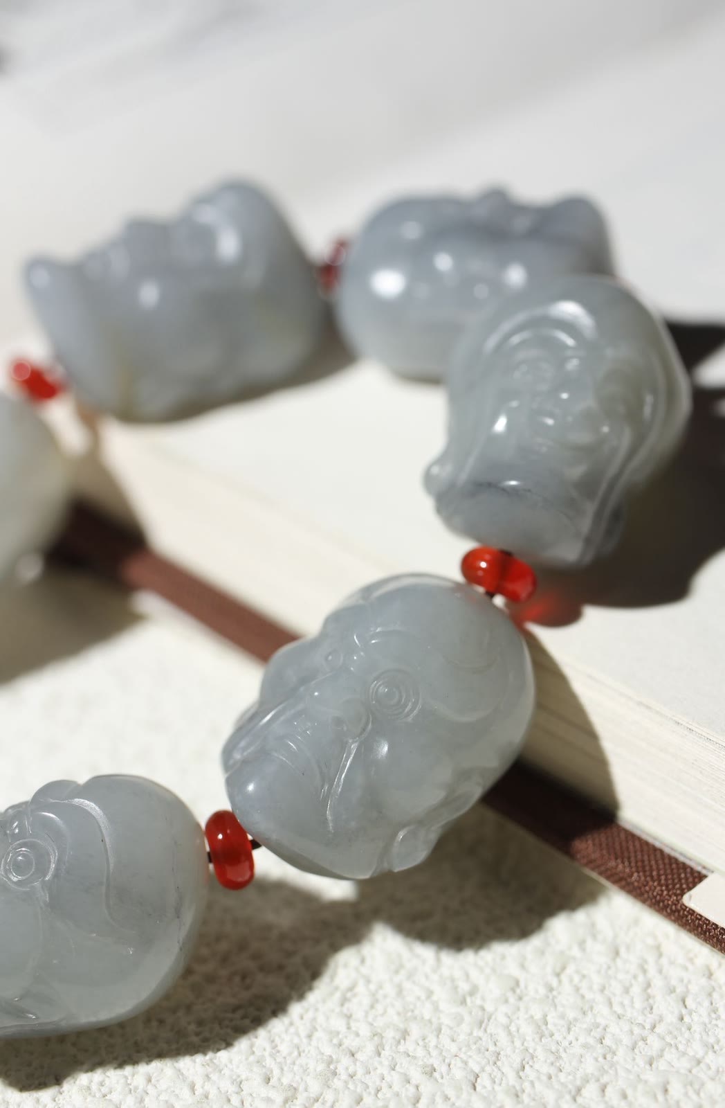 Qinghua Seed Jade Arhat Bracelet