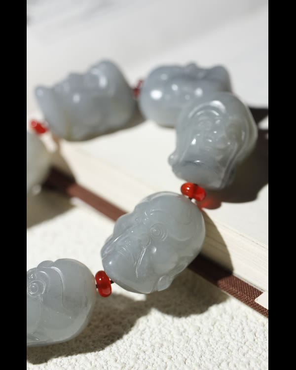 Qinghua Seed Jade Arhat Bracelet